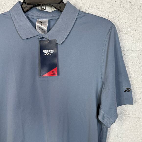 Reebok Men's Short Sleeve Performance Training Polo Shirt - Vintage Blue Small - Picture 3 of 6